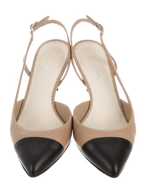 Chanel cap toe slingback pumps